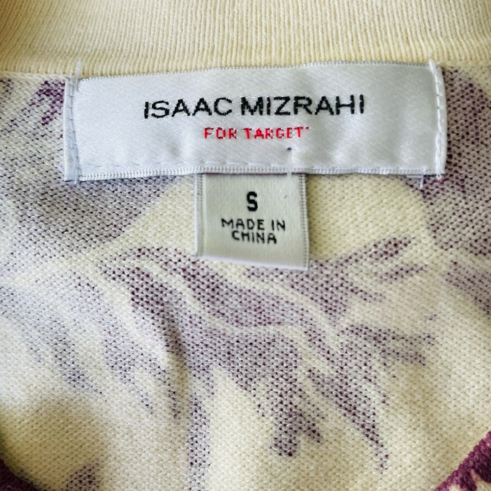 Isaac Mizrahi for Target Cream & Plum Floral Button-Up Cardigan, Size Small - Picture 4 of 6